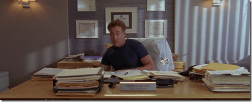 scrubs my absence dr cox desk